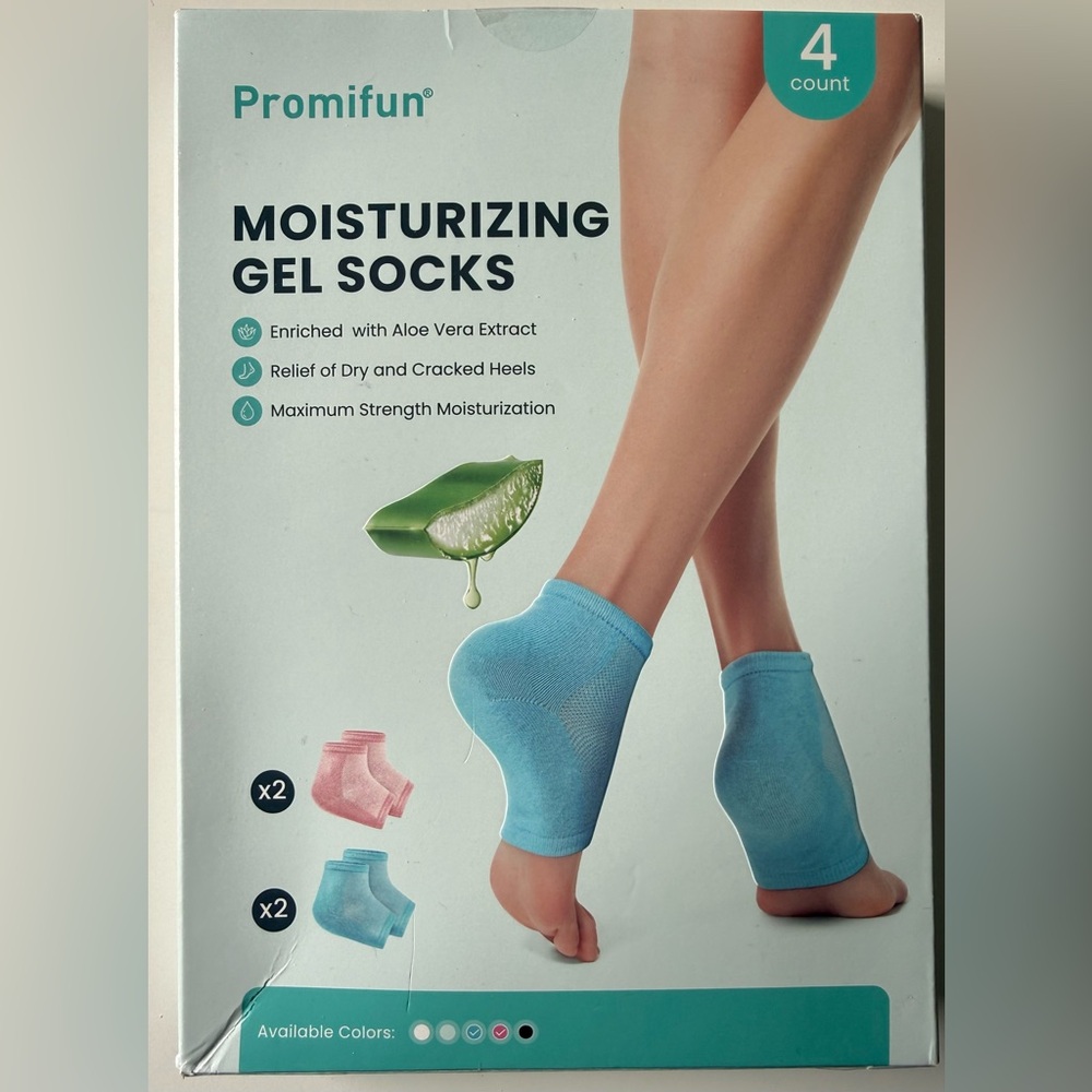 Moisturizing Heel Socks for Cracked Heel Treatment 2 Pair Blue & Pink